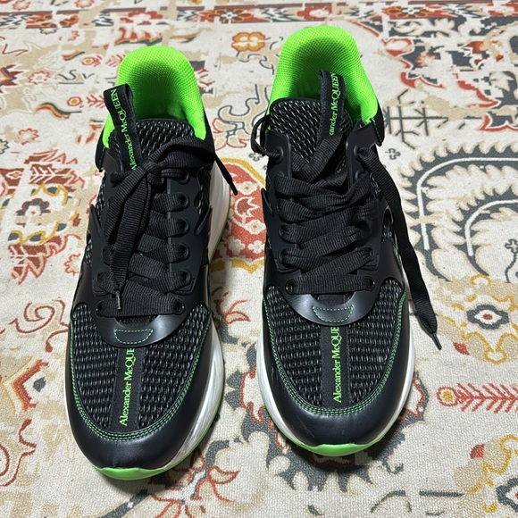 Alexander McQueen Black and Neon Green Sneakers - Picture 4 of 6